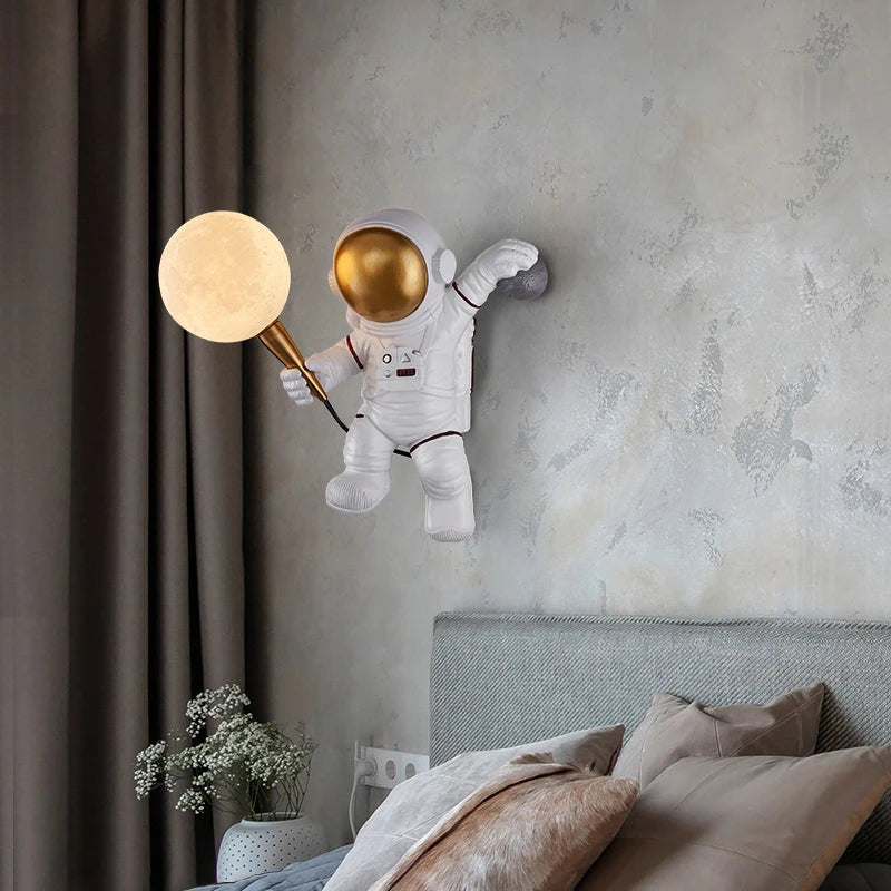Nordique LED personnalité astronaute lune applique chambre d'enfants cuisine salle à manger chambre étude balcon allée lampe décoration - vue 5 sur 10