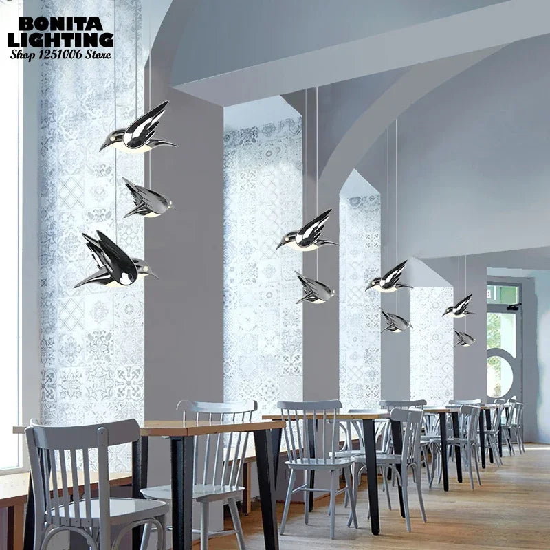 lustre design à led en acrylique avec protection des yeux petit oiseau - vue 4 sur 7