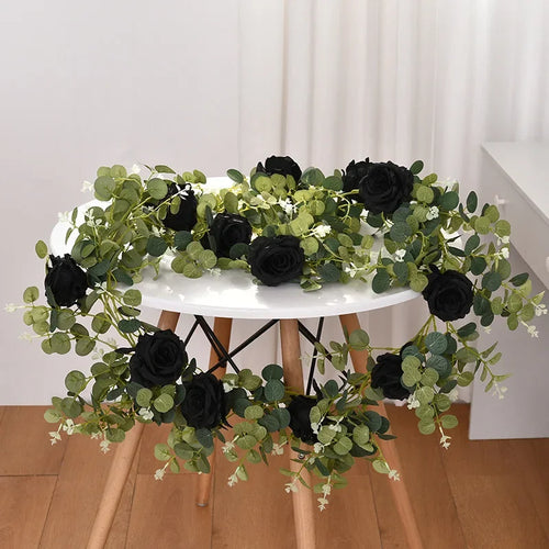 plantes artificielles décoratives roses vignes et eucalyptus - vue 7 sur 10