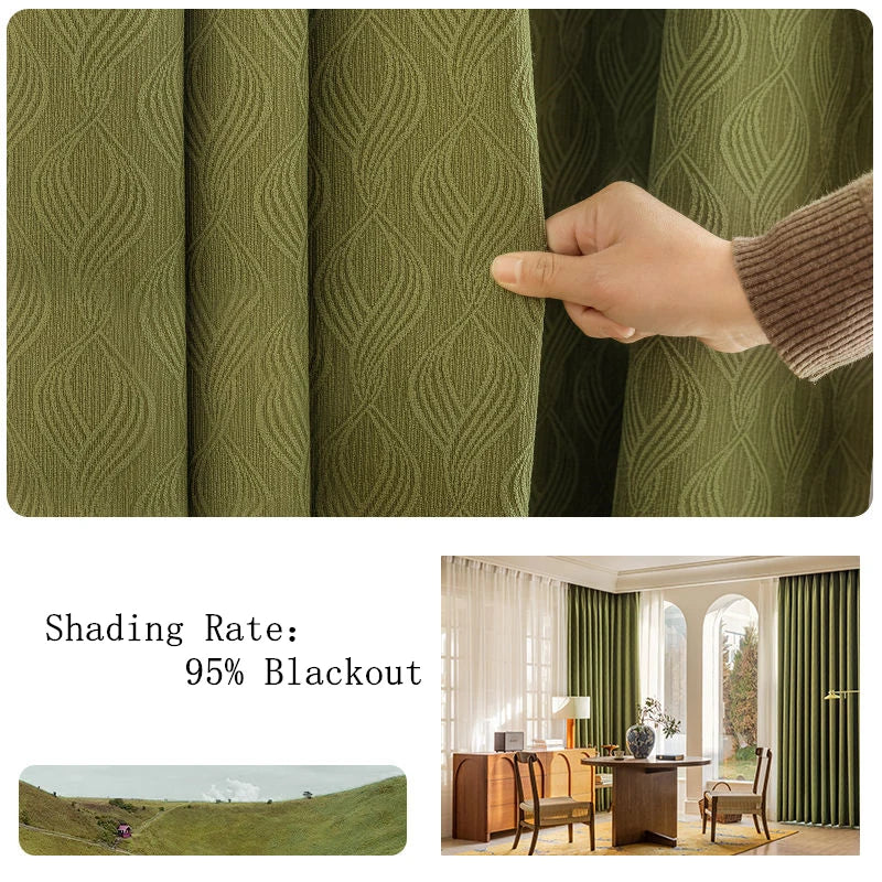 Rideau occultant chenille epais style moderne pour chambre - vue 5 sur 10