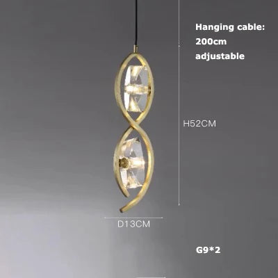 suspension en verre cristal art déco avec éclairage led - vue 7 sur 25