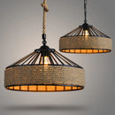 suspension en sisal vintage avec éclairage créatif et tissage élégant