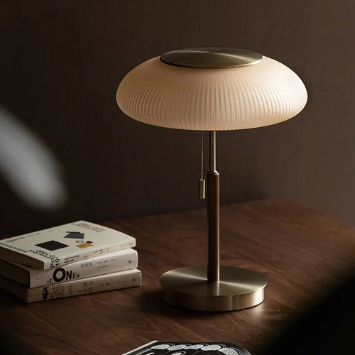 Nordic Vintage Table Lamp White Glass Desk Light for Bedroom - vue 2 sur 7