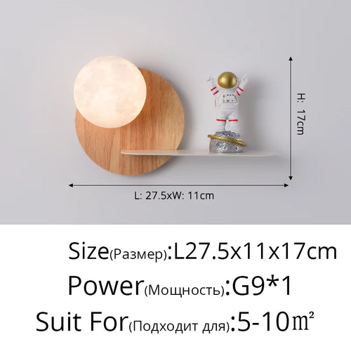 applique murale led moderne créative astronaute pour enfants - vue 12 sur 12