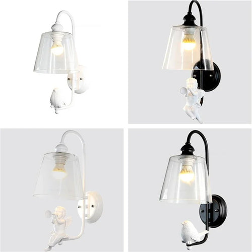 applique murale moderne en résine forme d'ange décorative lumineuse - vue 2 sur 12