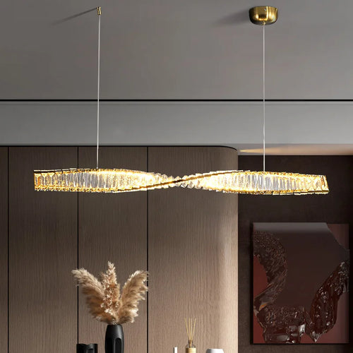 lustre en cristal doré design postmodernes avec éclairage led - vue 2 sur 8