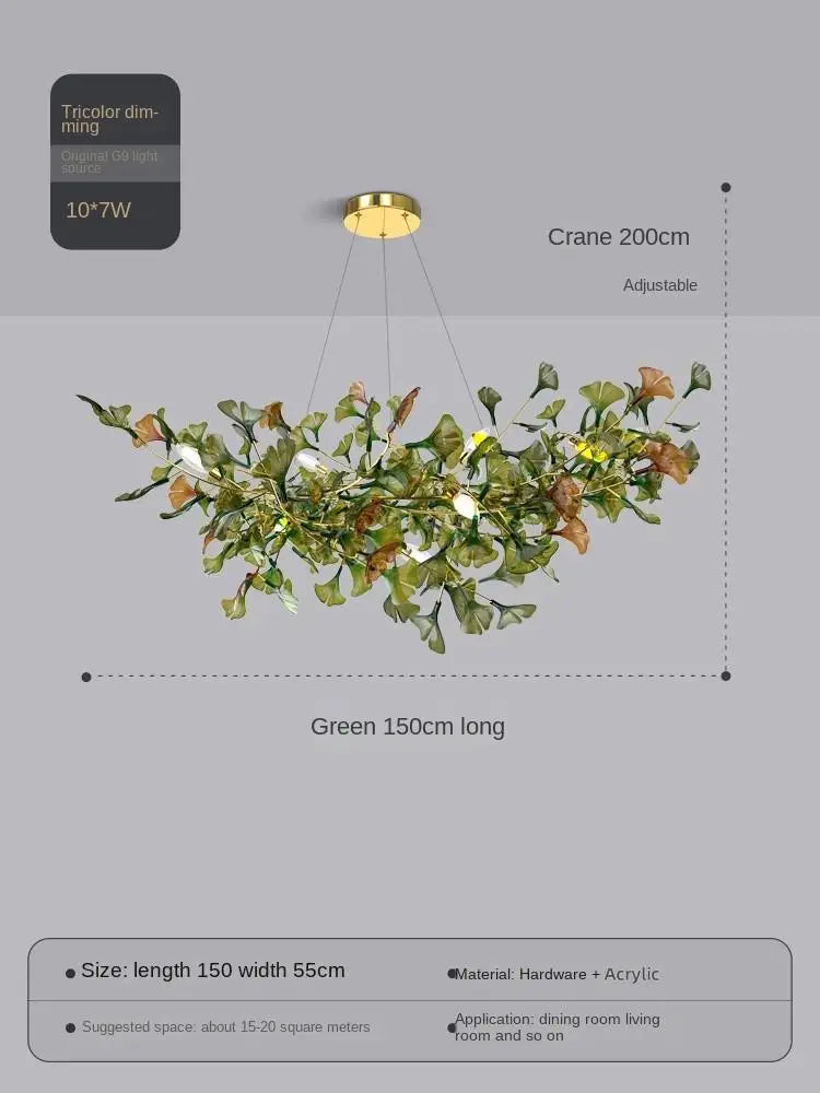 suspension moderne en ginkgo en verre personnalisée pour un éclairage élégant - vue 14 sur 16