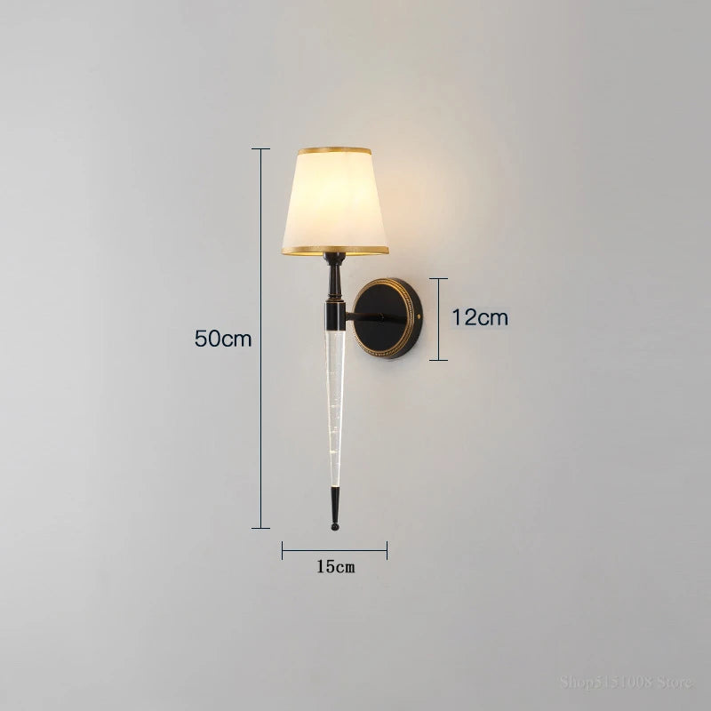 Applique américaine rétro lumière simple lampes en cristal lampe de chevet classique salon décor allée lumières TV fond applique murale - vue 9 sur 9