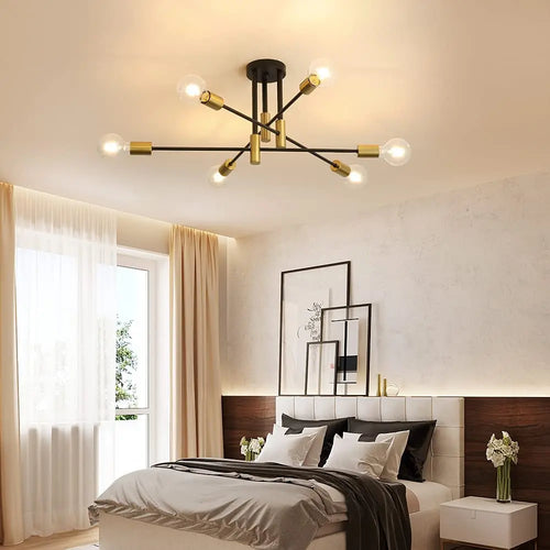 Plafonnier LEDs nordique brossé antique or - vue 5 sur 8