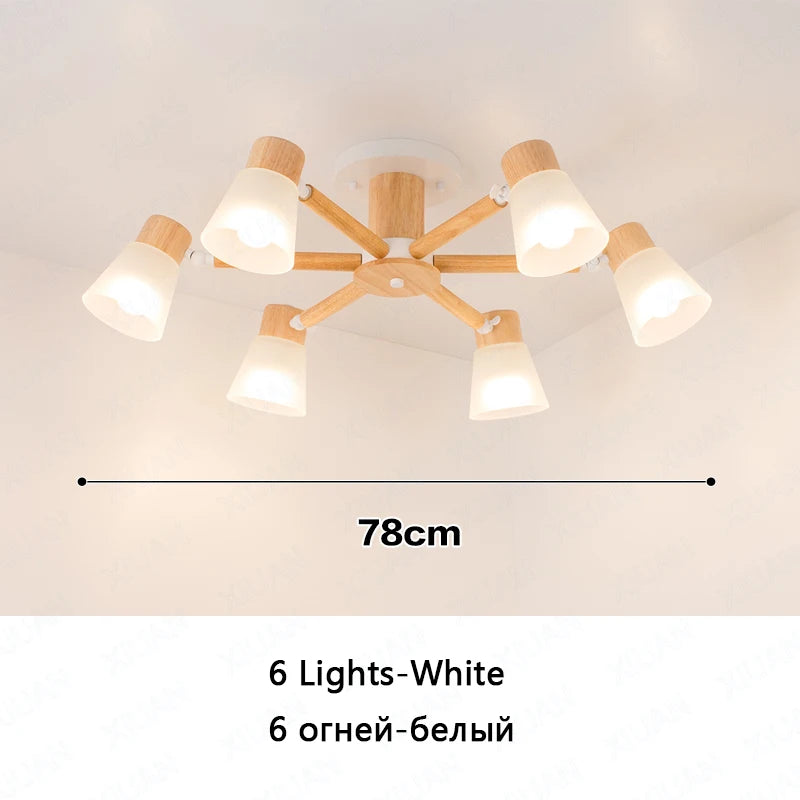 lustre nordique décoratif en verre et bois - vue 11 sur 14