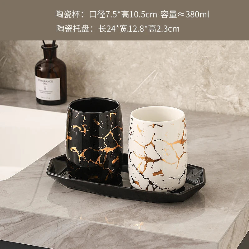 tasse en céramique marbrée haut de gamme pour couples décorative - vue 15 sur 26