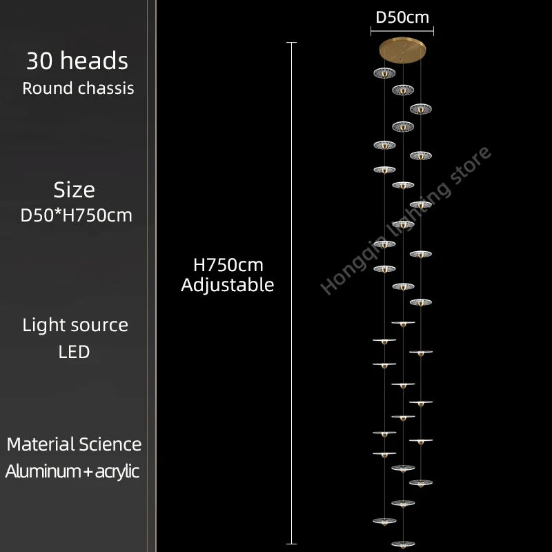 lustre moderne pour escalier design nordique simple et élégant - vue 12 sur 21