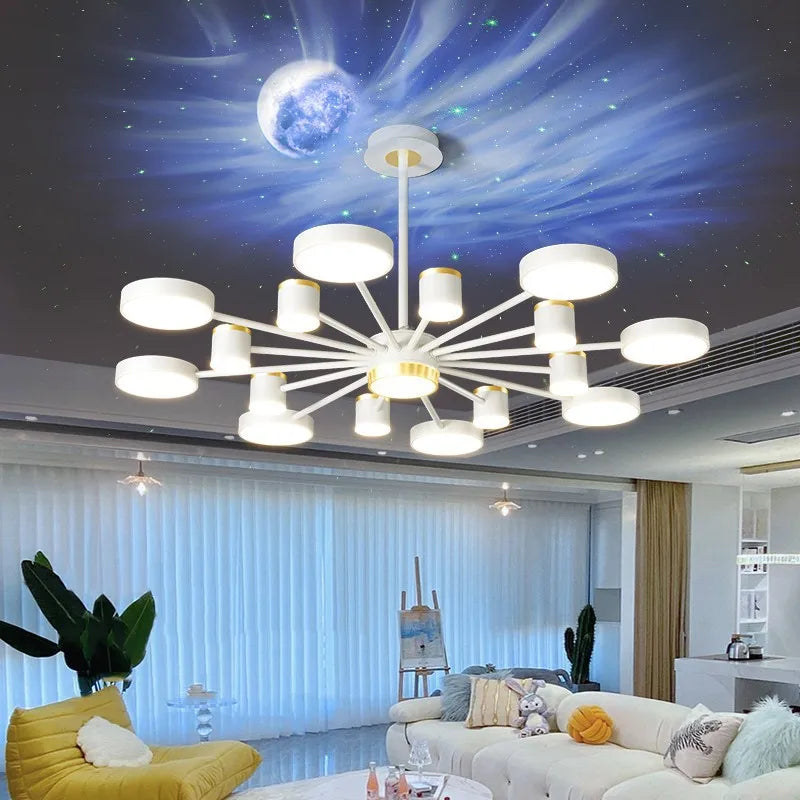 lustre led d'aurores boréales en cristal luxueux suspendu au plafond - vue 3 sur 16