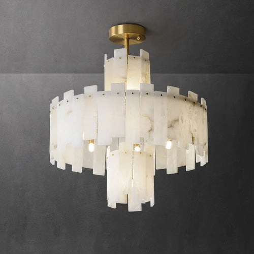 lustre suspension élégant en marbre naturel led postmoderne pour villa - vue 3 sur 14