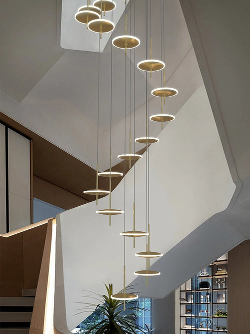 lustre nordique suspendu créatif en acrylique doré à led - vue 3 sur 15