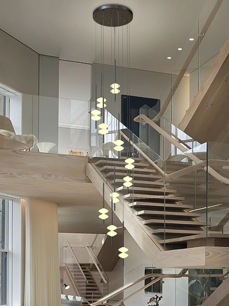Nordic Staircase Long Chandelier Villa Duplex Chandelier Modern Light Luxury Conical Acrylic Design, 2023 New Pendant Light - vue 2 sur 12
