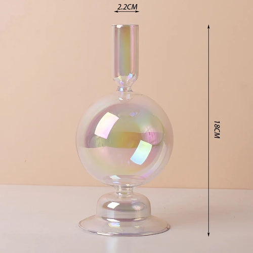 bougeoir en verre décoratif à rayures coniques pour événements festifs - vue 17 sur 30
