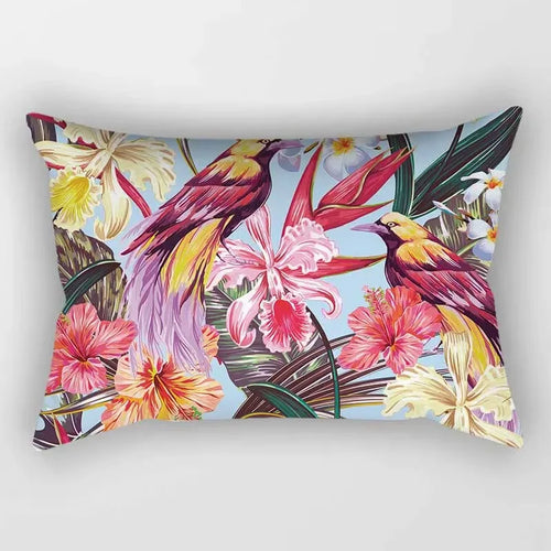 housse de coussin rectangulaire à motif fleurs tropicales 30 x 50 cm