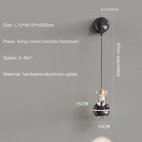lustre moderne led design astronaute petites suspension - vue 16 sur 18