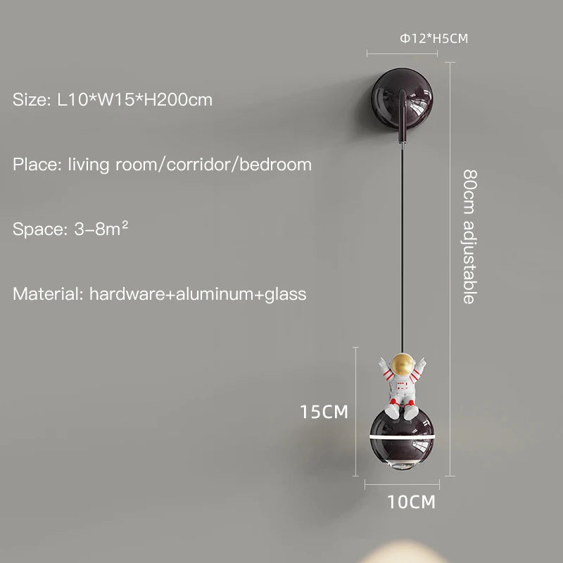 lustre moderne led design astronaute petites suspension - vue 15 sur 18