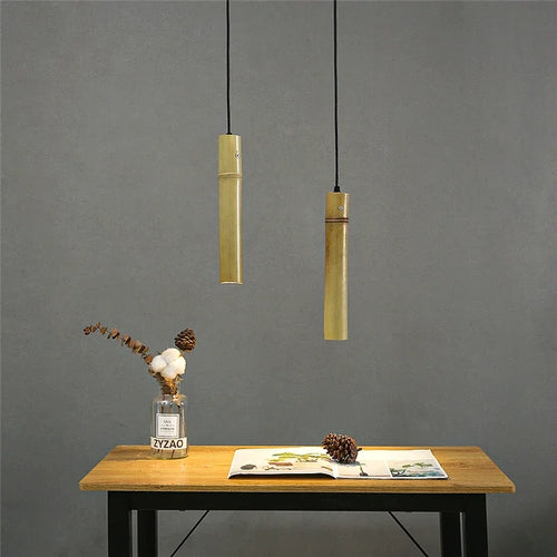 suspension en bambou style minimaliste chinois led - vue 3 sur 7