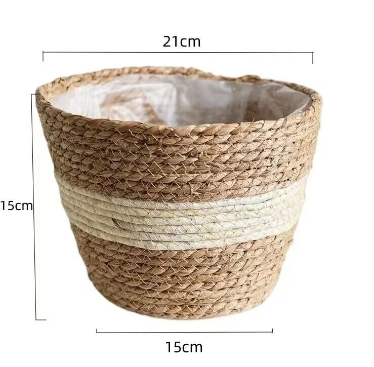panier décoratif en herbe tressée pour fleurs et rangement - vue 12 sur 13