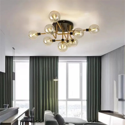 plafonnier nordique led en verre et métal pour intérieur loft - vue 5 sur 18