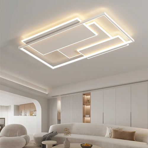 plafonnier led minimaliste géométrique rectangulaire et rond - vue 2 sur 14