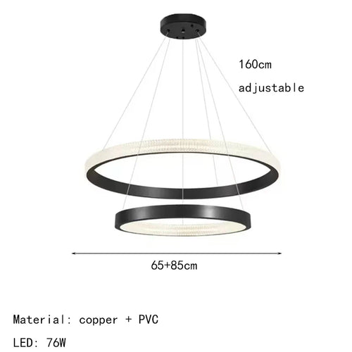 lustre à anneaux en cuivre réglable pour - vue 16 sur 15