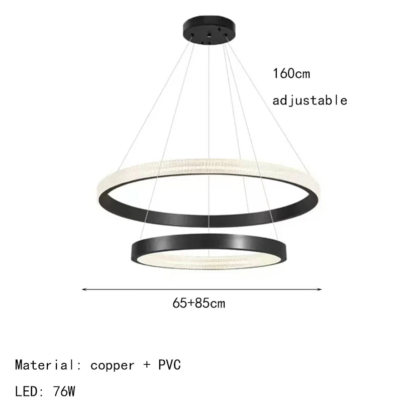 lustre à anneaux en cuivre réglable pour - vue 15 sur 15