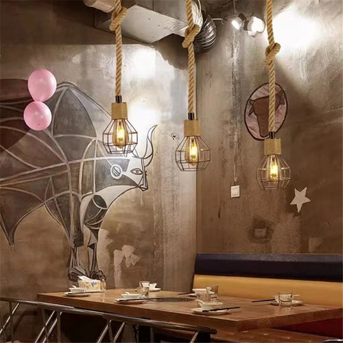 suspension industrielle en corde de chanvre pour décoration créative - vue 3 sur 10