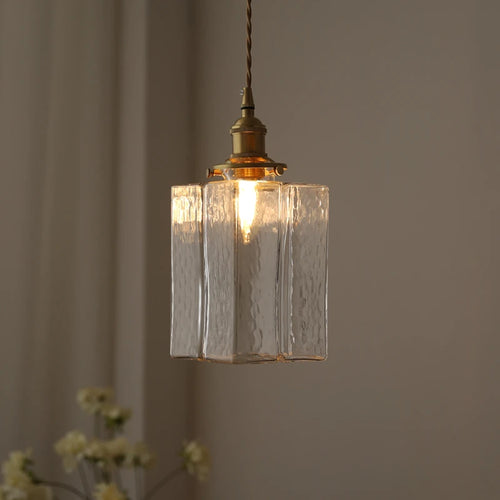 suspension de style japonais vintage en verre et laiton led - vue 6 sur 16