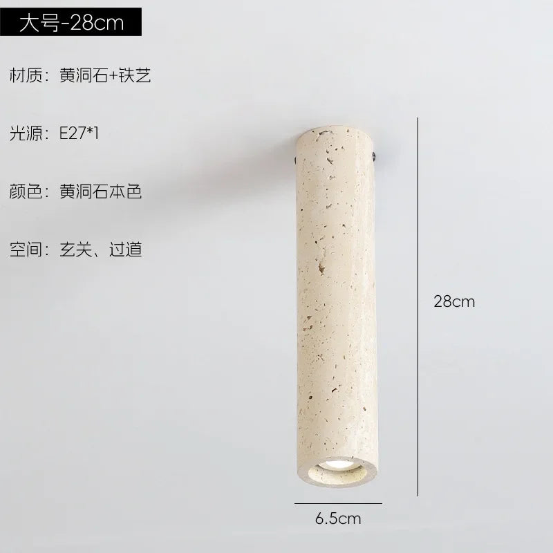 plafonnier japonais en pierre cylindrique au style minimaliste rétro