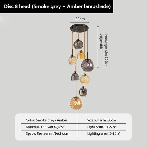 suspension led moderne design boule de verre pour restaurant bar - vue 17 sur 23