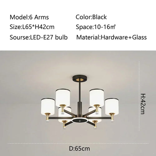 suspension moderne en verre doré et noir pour intérieur élégant - vue 15 sur 17