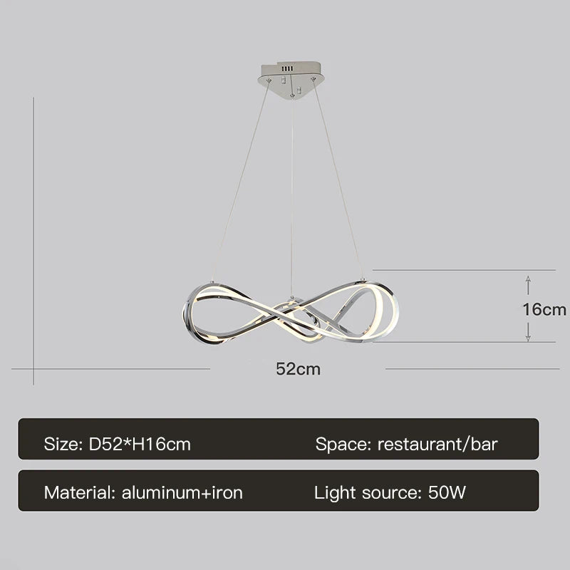 lustre led moderne avec télécommande design élégant et courbé - vue 9 sur 12