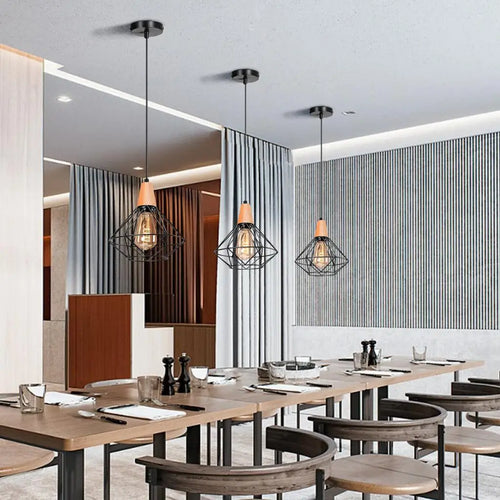 luminaires suspendus en métal style industriel rétro loft pour restaurant bar - vue 5 sur 12