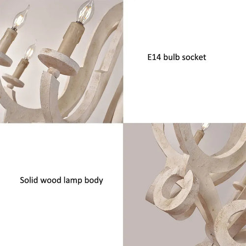 lustre vintage en bois massif style américain pour divers espaces - vue 7 sur 7