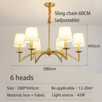 lustre rétro américain en tissu pour décoration intérieur lumineux
