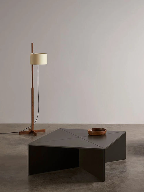 lampadaire japonais wabi-sabi en bois massif éclairage ajustable moderne - vue 3 sur 5