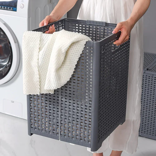 panier à linge pliable avec couvercle et séparation - vue 4 sur 14