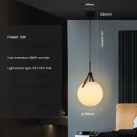 suspension boule de verre en cuir de luxe moderne