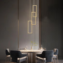 lustre moderne en cuivre avec éclairage LED design élégant