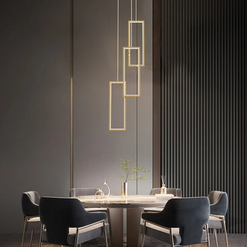 lustre moderne en cuivre avec éclairage LED design élégant - vue 4 sur 24