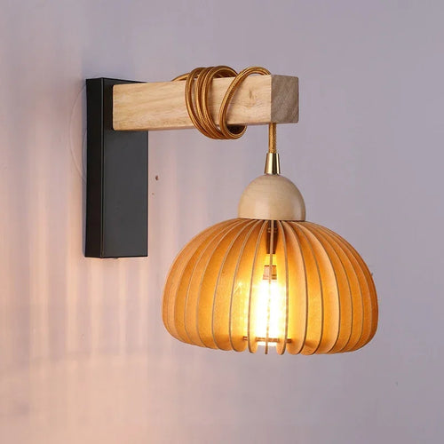 applique murale led en bois style japonais pour décoration intérieure - vue 2 sur 10