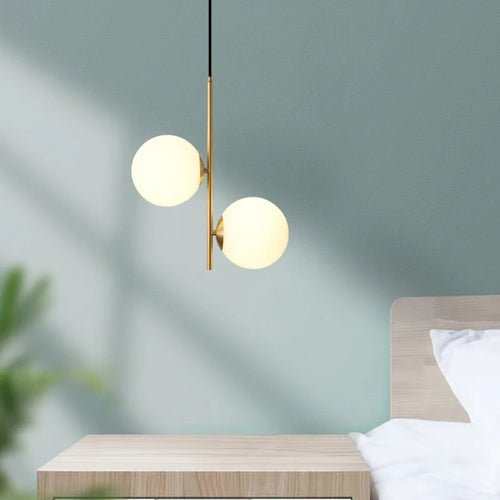 suspension moderne en verre et laiton noir design lumineux - vue 2 sur 10