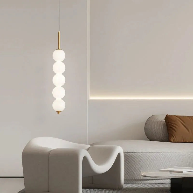 Suspension en verre nordique LED cuivre vent gourde 3-8 tête chevet suspendu décor lampe pour étude chambre salon éclairage - vue 4 sur 14