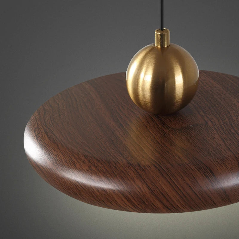 lustre en fer imitation grain de bois luminaire suspendu variable - vue 5 sur 7