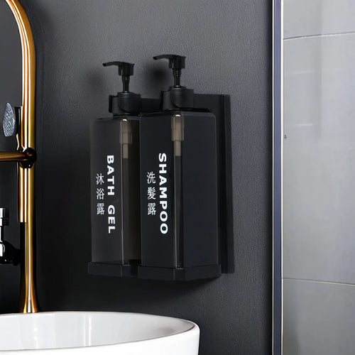 distributeur de shampoing et gel douche avec support mural - vue 5 sur 14