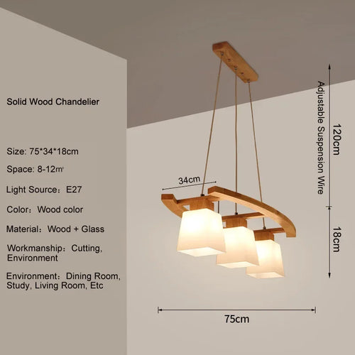 suspension moderne en bois nordique style japonais pour espaces contemporains - vue 6 sur 7
